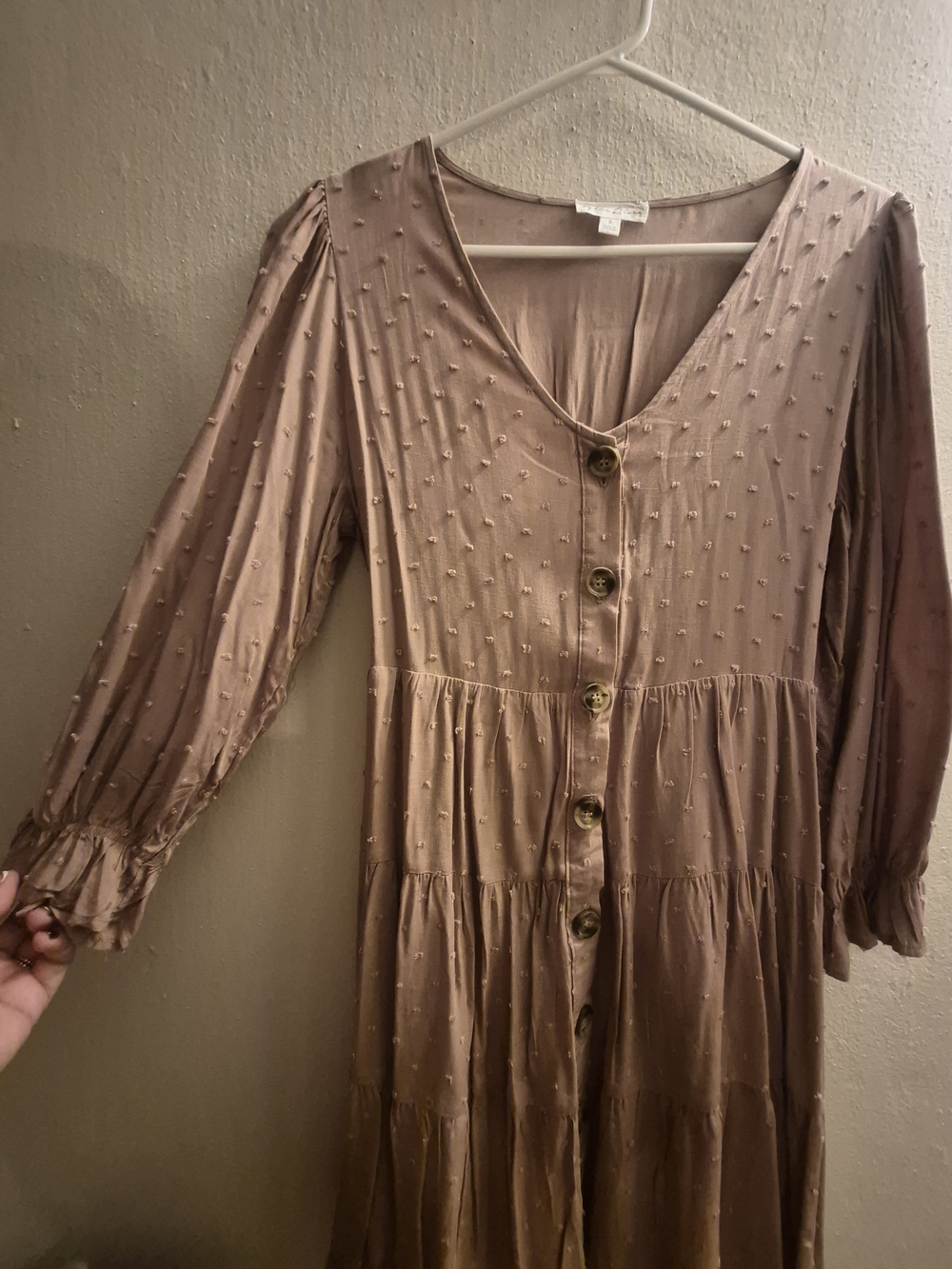 Women's Button-Front Tiered Dress in Mauve-Pink